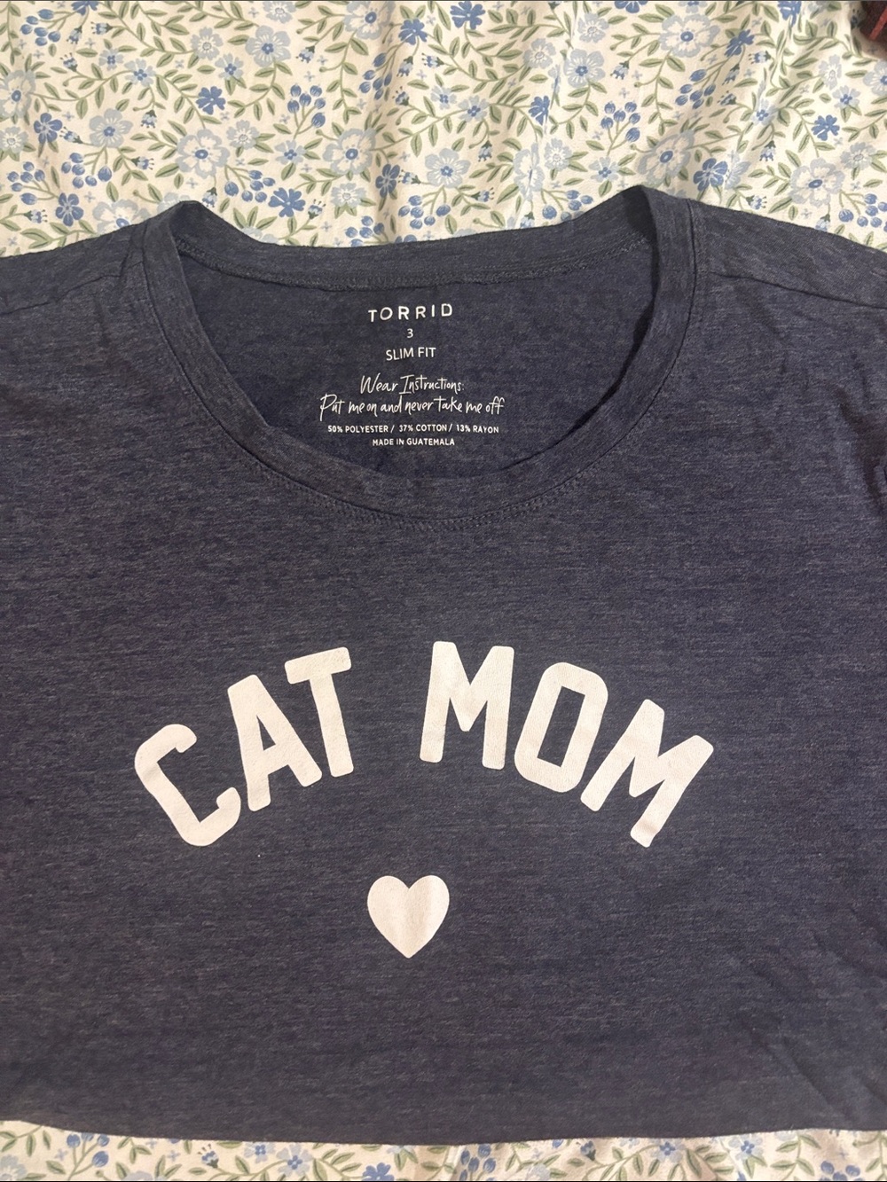 torrid Navy Blue "Cat Mom" Tee with White Print